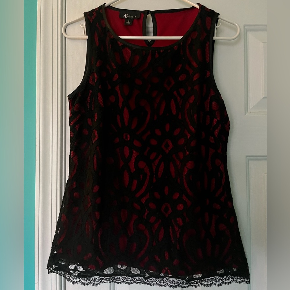 Red and Black Lace Dress Tank
